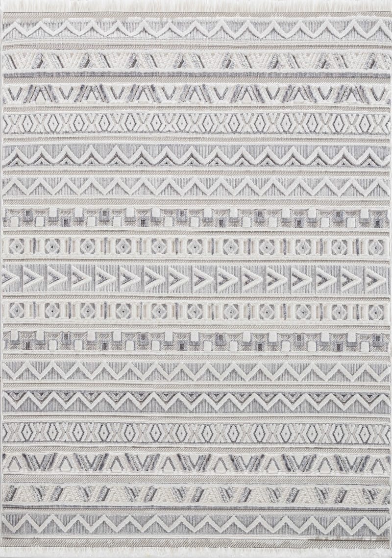 Dekhera Guzide Kalin İskandinav Hali 193C Beyaz Acik Gri-1 Salon Mutfak Koridor Yatak Odası Kesme Yolluk