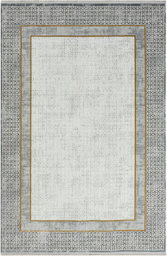 Dekhera İmtiyaz Modern Dokuma Hali 357 Gold Gri-1 Salon Mutfak Koridor Yatak Odası Kesme Yolluk