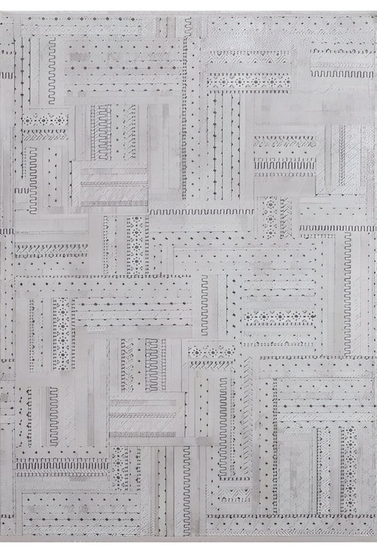 Dekhera İsik Yumusak Parlak İpli Hali 1175 Siyah Gri-1 Salon Mutfak Koridor Yatak Odası Kesme Yolluk