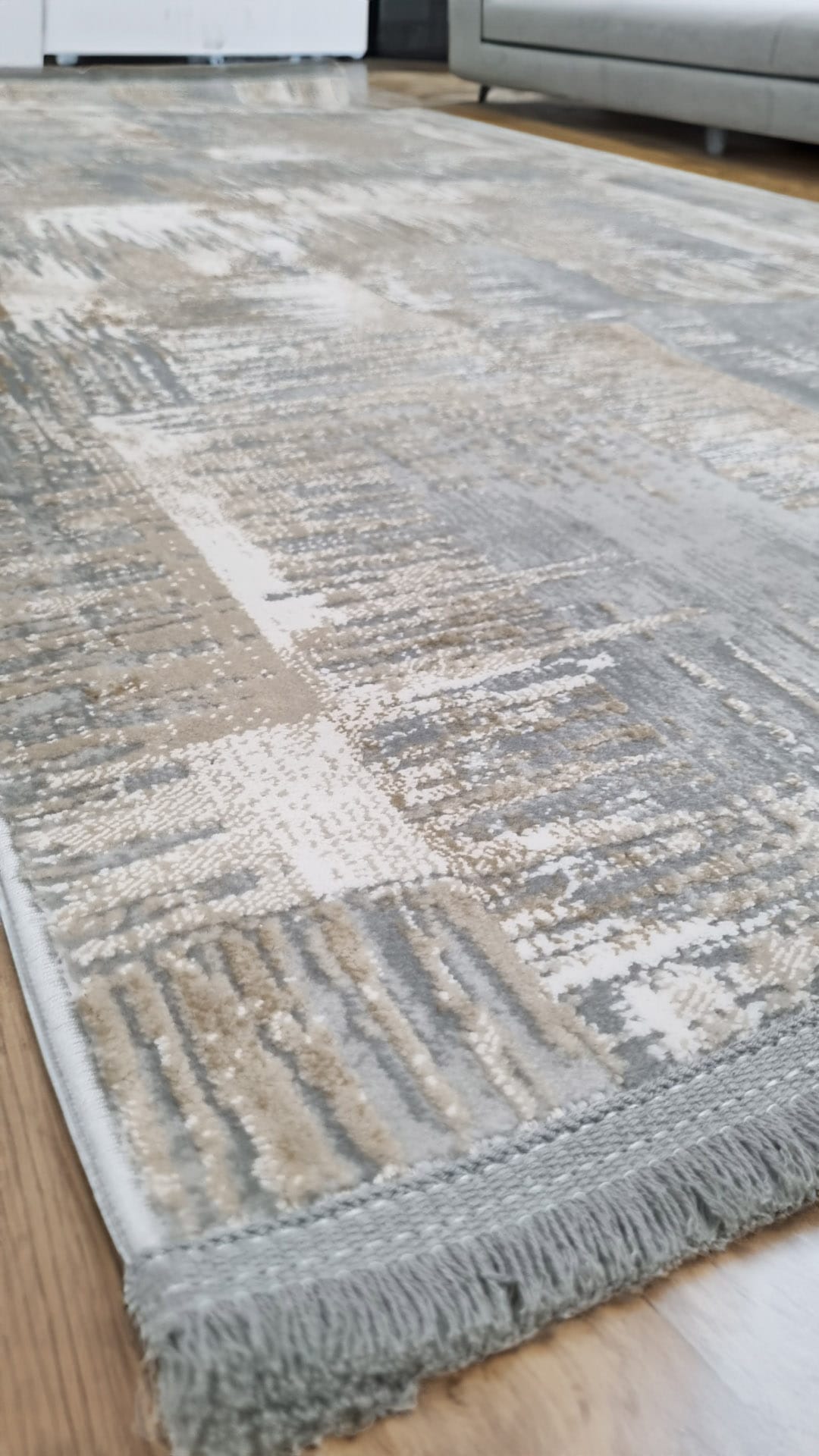 Dekhera Linoa 9151 Gri Gold Hali-3 Salon Mutfak Koridor Yatak Odası Kesme Yolluk