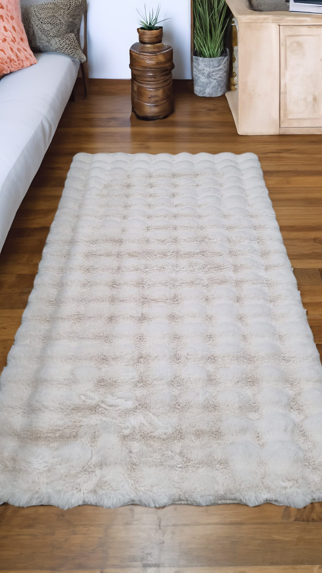 Dekhera Loop Pofuduk Tavsan Tuyu Hali Krem-1 Salon Mutfak Koridor Yatak Odası Kesme Yolluk