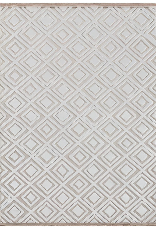 Dekhera Manolya Parlak Dokuma Karbartmali Hali 5999 Beyaz Kemik-1 Salon Mutfak Koridor Yatak Odası Kesme Yolluk