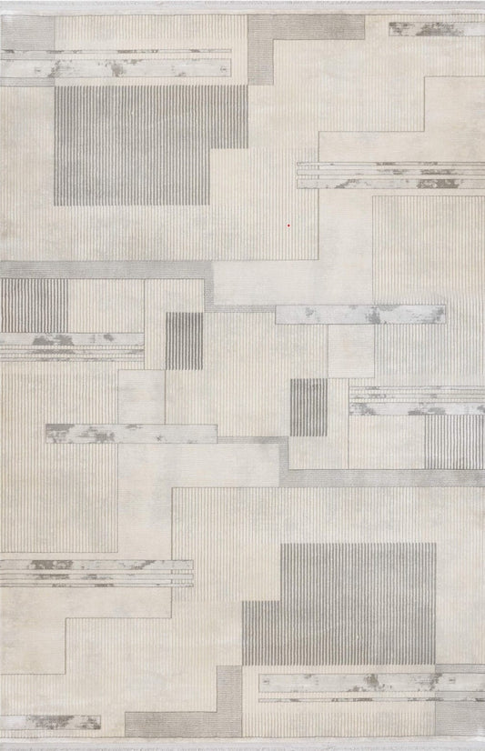 Dekhera Mistero Modern Viskon Hali 15715 Gri-1 Salon Mutfak Koridor Yatak Odası Kesme Yolluk