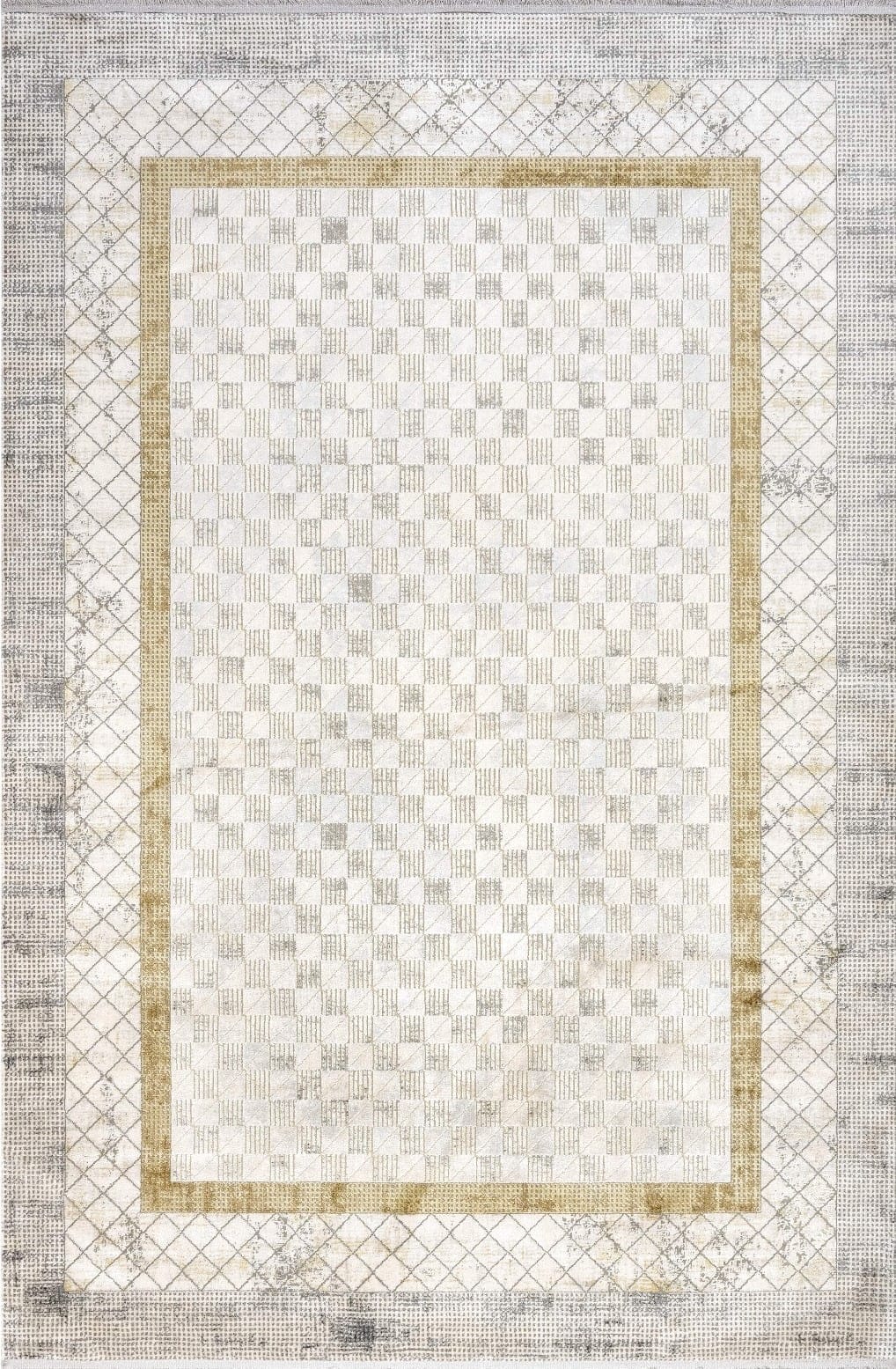Dekhera Mistero Modern Viskon Hali 15737 Gold-1 Salon Mutfak Koridor Yatak Odası Kesme Yolluk