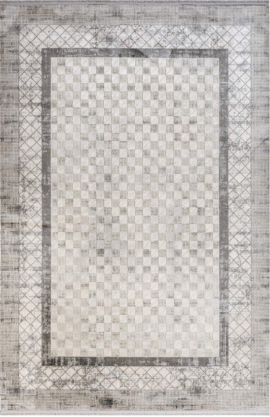 Dekhera Mistero Modern Viskon Hali 15737 Gri-1 Salon Mutfak Koridor Yatak Odası Kesme Yolluk