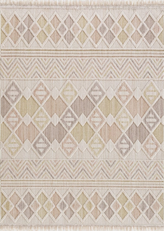 Dekhera Nefha İskandinav Kabartmali Hali 3317A Bej Somon-1 Salon Mutfak Koridor Yatak Odası Kesme Yolluk