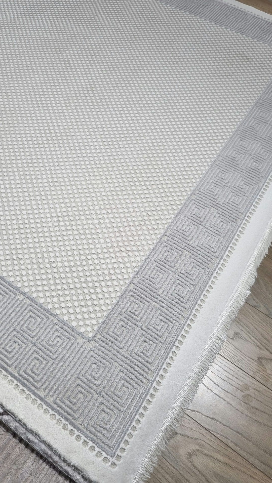 Dekhera Nokta Modern Desen Dokuma Hali 3334 Gri-3 Salon Mutfak Koridor Yatak Odası Kesme Yolluk