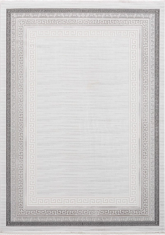 Dekhera Novva Modern Dokuma Hali 7531C Siyah Acik Gri-1 Salon Mutfak Koridor Yatak Odası Kesme Yolluk