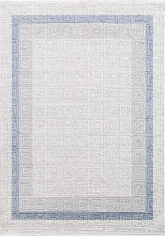 Dekhera Novva Modern Dokuma Hali 7533A Mavi Acik Gri-1 Salon Mutfak Koridor Yatak Odası Kesme Yolluk