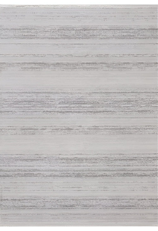 Dekhera Plato Parlak Dokuma Modern Hali Sl113 Beyaz Koyu Gri-1 Salon Mutfak Koridor Yatak Odası Kesme Yolluk