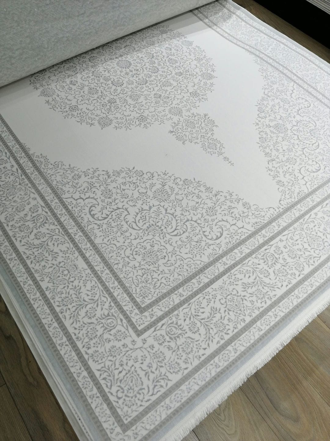 Dekhera Plato Parlak Dokuma Modern Hali Sl115 Beyaz Beyaz-2 Salon Mutfak Koridor Yatak Odası Kesme Yolluk