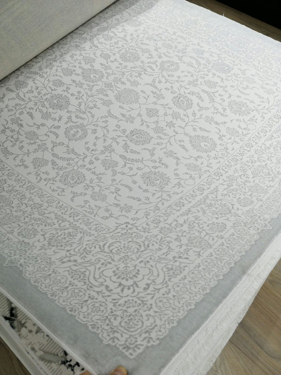 Dekhera Plato Parlak Dokuma Modern Hali Sl118 Beyaz Beyaz-3 Salon Mutfak Koridor Yatak Odası Kesme Yolluk