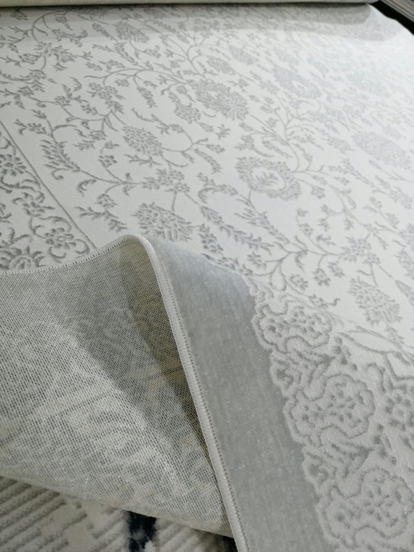 Dekhera Plato Parlak Dokuma Modern Hali Sl118 Beyaz Beyaz-4 Salon Mutfak Koridor Yatak Odası Kesme Yolluk