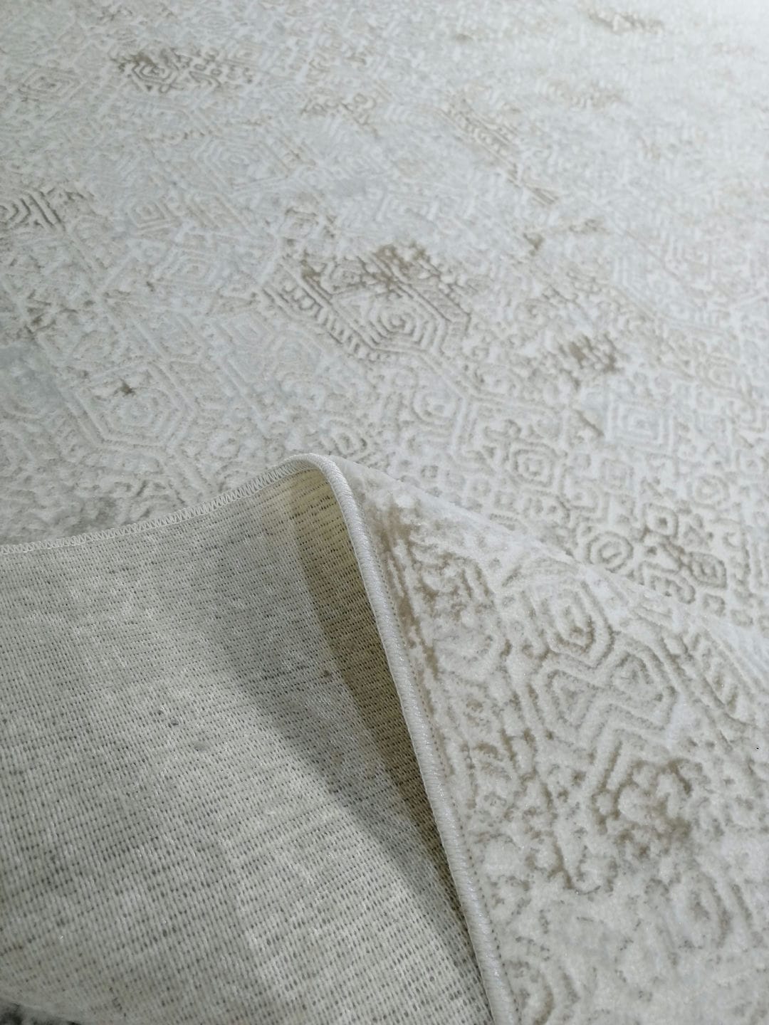 Dekhera Plato Parlak Dokuma Modern Hali Sl119 Beyaz Bej-4 Salon Mutfak Koridor Yatak Odası Kesme Yolluk