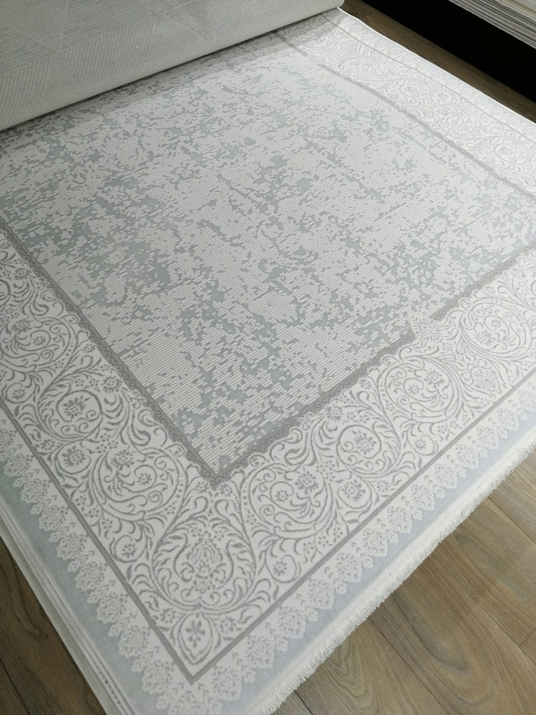 Dekhera Plato Parlak Dokuma Modern Hali Sl119 Beyaz Beyaz-2 Salon Mutfak Koridor Yatak Odası Kesme Yolluk