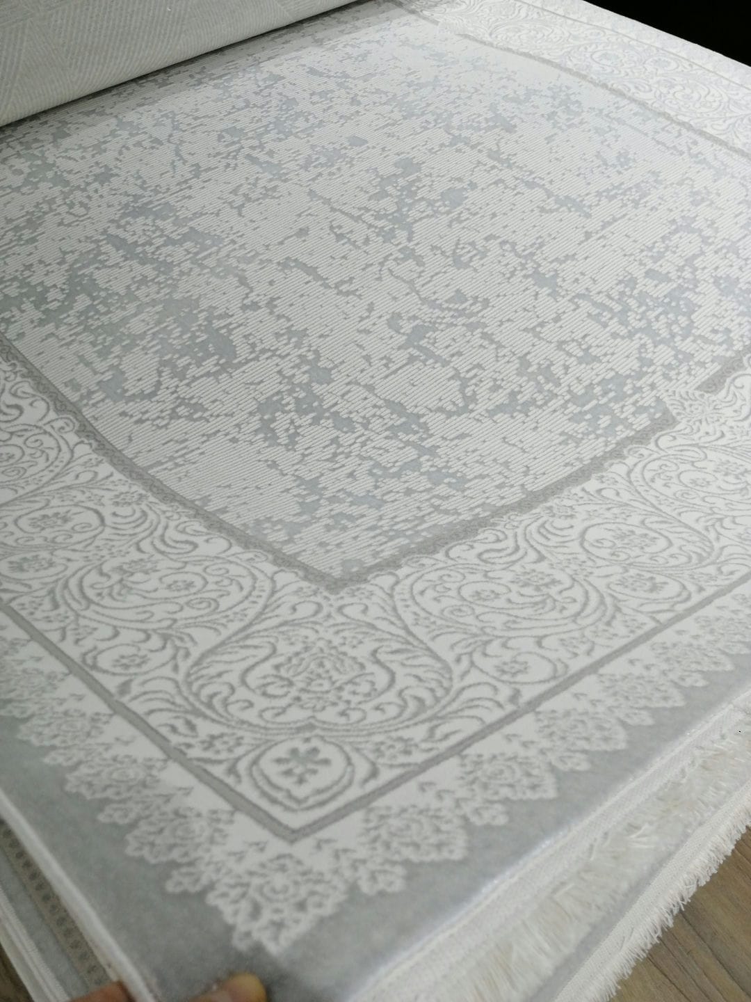 Dekhera Plato Parlak Dokuma Modern Hali Sl119 Beyaz Beyaz-3 Salon Mutfak Koridor Yatak Odası Kesme Yolluk
