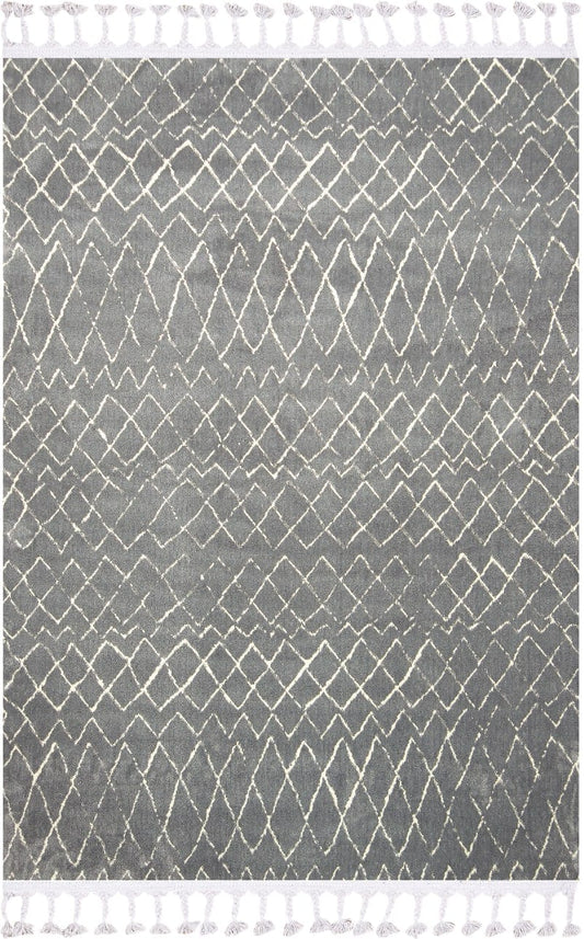 Dekhera Refleks İskandinav Kalin Hali 5792 Gri Beyaz-1 Salon Mutfak Koridor Yatak Odası Kesme Yolluk