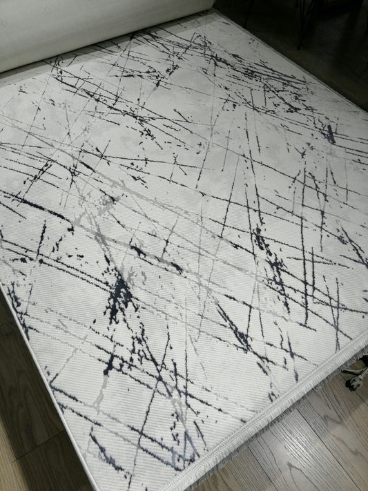 Dekhera Sahika Parlak Tuseli Makine Halisi Al9513 Gri-2 Salon Mutfak Koridor Yatak Odası Kesme Yolluk