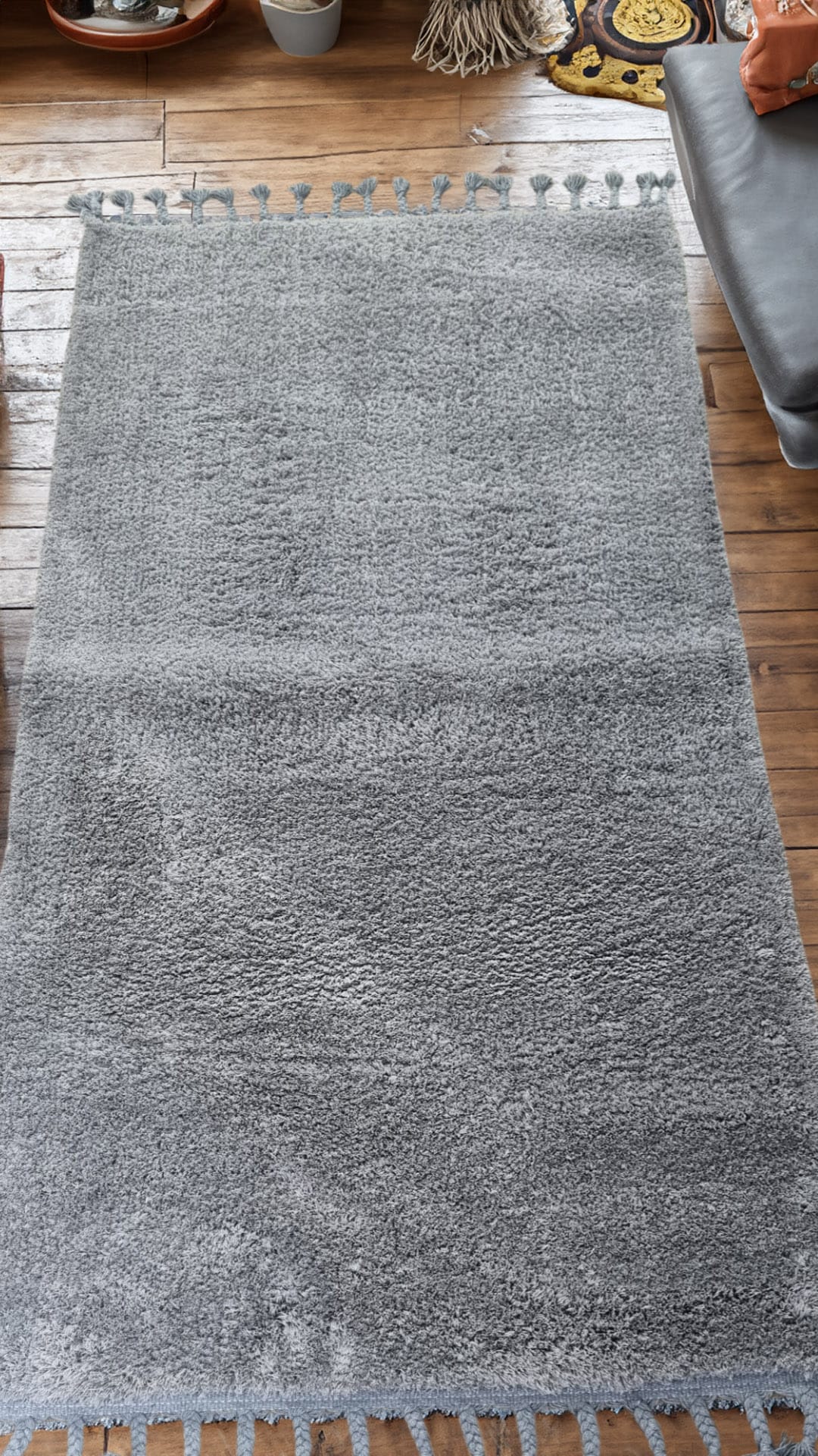 Dekhera Suave Shaggy Modern Dokuma Hali 1517 Gri-1 Salon Mutfak Koridor Yatak Odası Kesme Yolluk