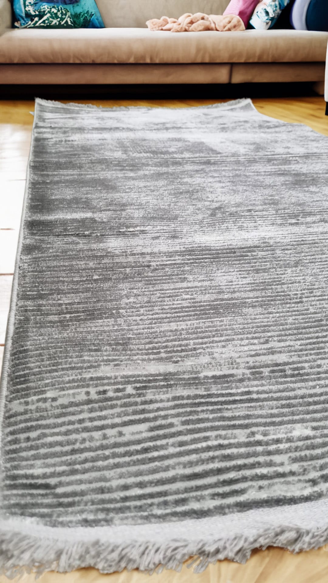 Dekhera Tokyo Modern Dokuma Hali 1174 Koyu Gri-3 Salon Mutfak Koridor Yatak Odası Kesme Yolluk