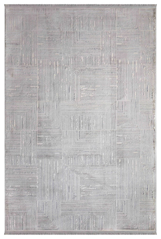 Dekhera Tokyo Modern Dokuma Hali 1177 Acik Gri-1 Salon Mutfak Koridor Yatak Odası Kesme Yolluk