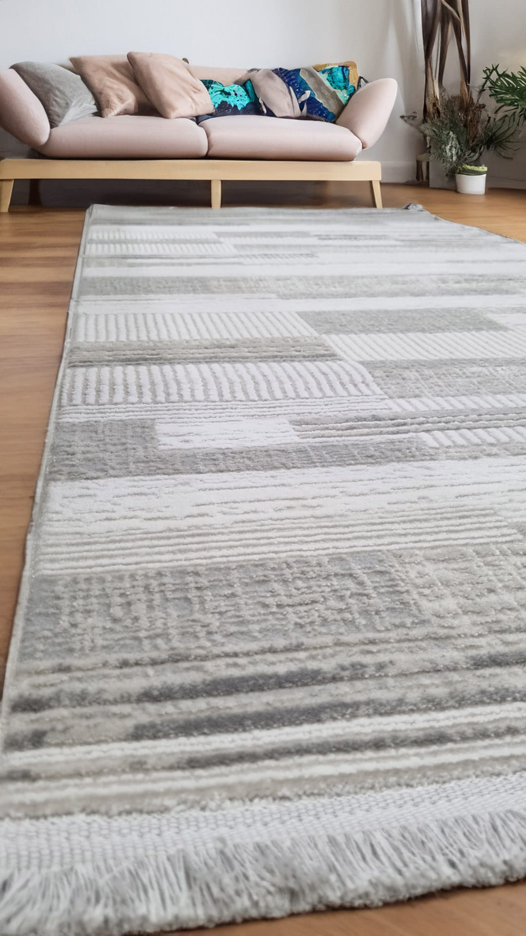Dekhera Torino Akrilik Makine Halisi Yun Tuseli 1137 Gri-4 Salon Mutfak Koridor Yatak Odası Kesme Yolluk