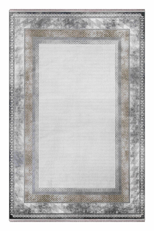 Dekhera Viva Viskon Dokuma Hali 1173 Gri Gold-1 Salon Mutfak Koridor Yatak Odası Kesme Yolluk