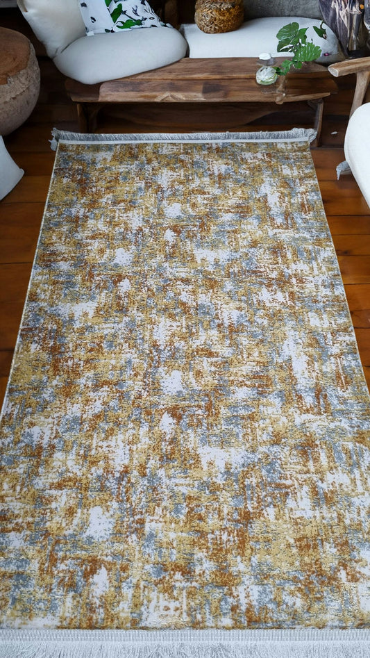 Dekhera Yildiz Parlak Kadife Dokuma Hali 1027 Terra-2 Salon Mutfak Koridor Yatak Odası Kesme Yolluk