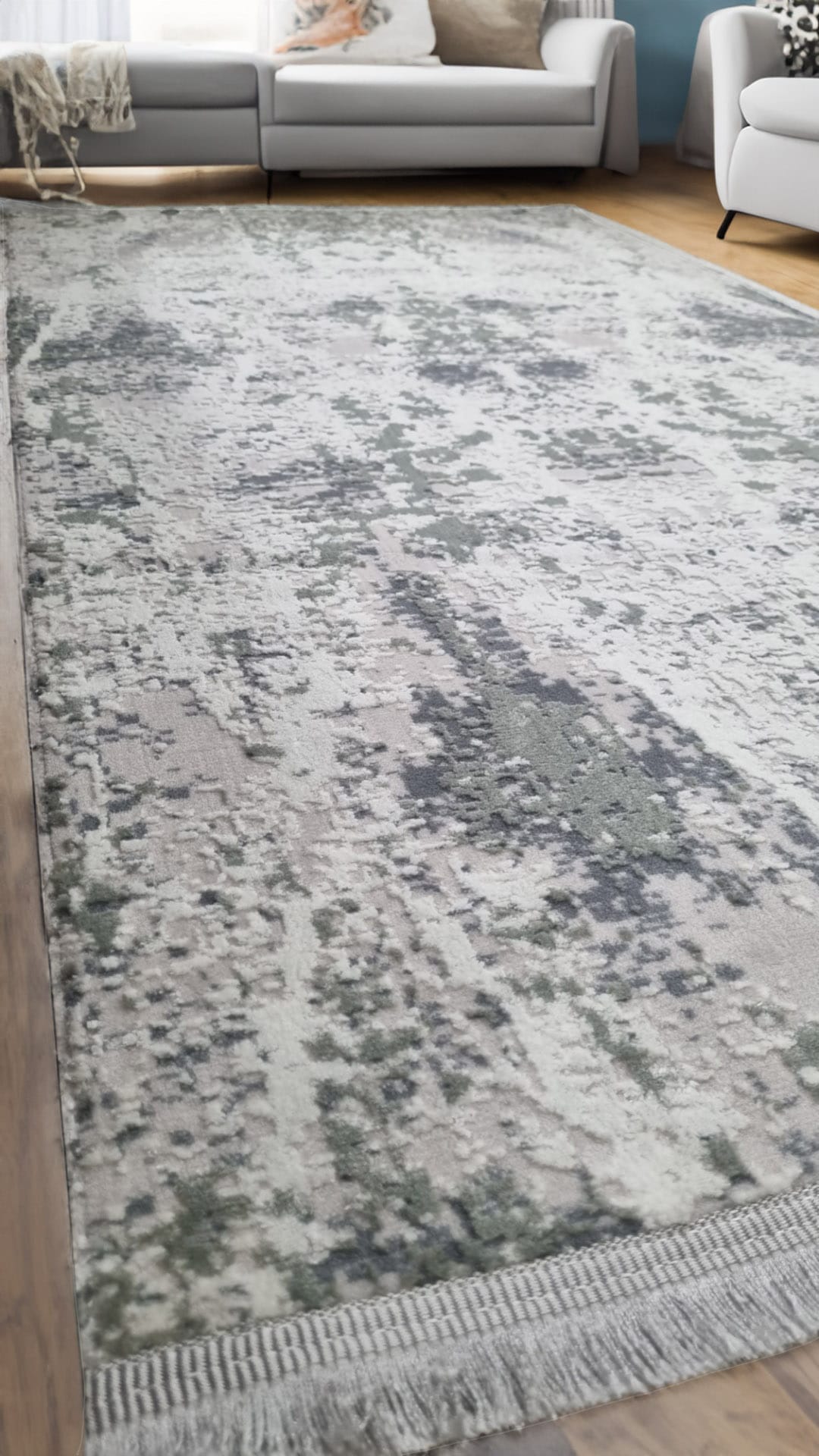 Dekhera Yildiz Parlak Kadife Dokuma Hali 1132 Gri-3 Salon Mutfak Koridor Yatak Odası Kesme Yolluk