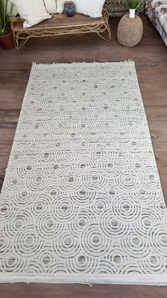 Dekhera Yildiz Parlak Kadife Dokuma Hali 1154 Gri-2 Salon Mutfak Koridor Yatak Odası Kesme Yolluk