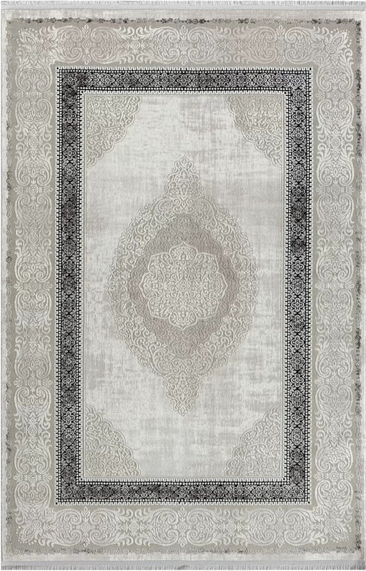 Dekhera Zeyrek Dokuma Akrilik Hali 111A Bej Gri-1 Salon Mutfak Koridor Yatak Odası Kesme Yolluk