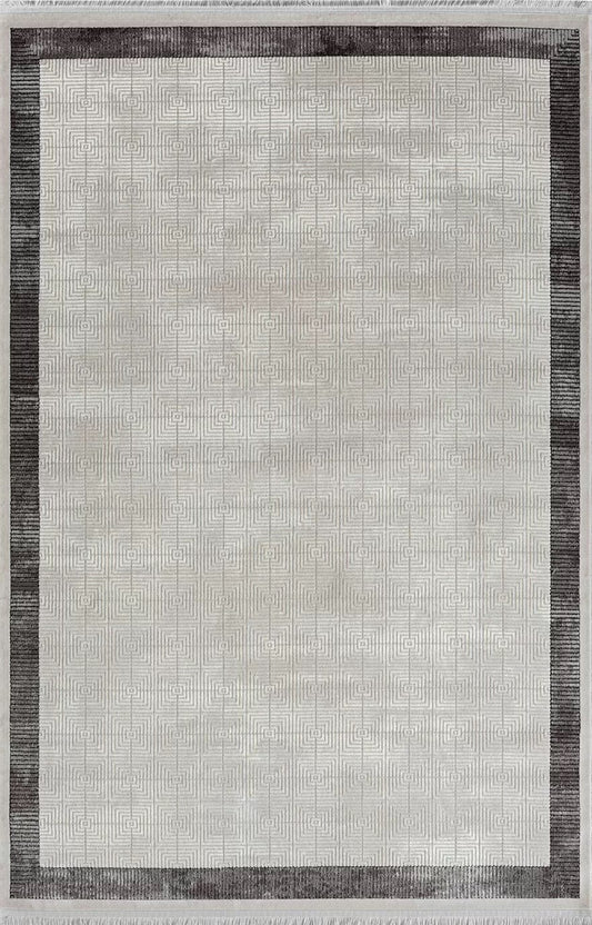 Dekhera Zeyrek Dokuma Akrilik Hali 113A Bej Gri-1 Salon Mutfak Koridor Yatak Odası Kesme Yolluk