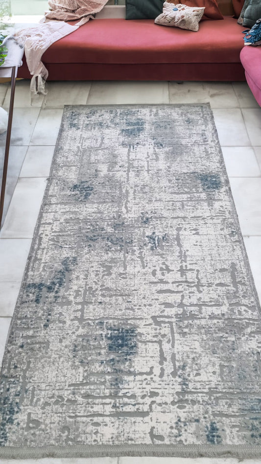 Dekhera Ziynet 5117B Mavi Gri Hali-2 Salon Mutfak Koridor Yatak Odası Kesme Yolluk