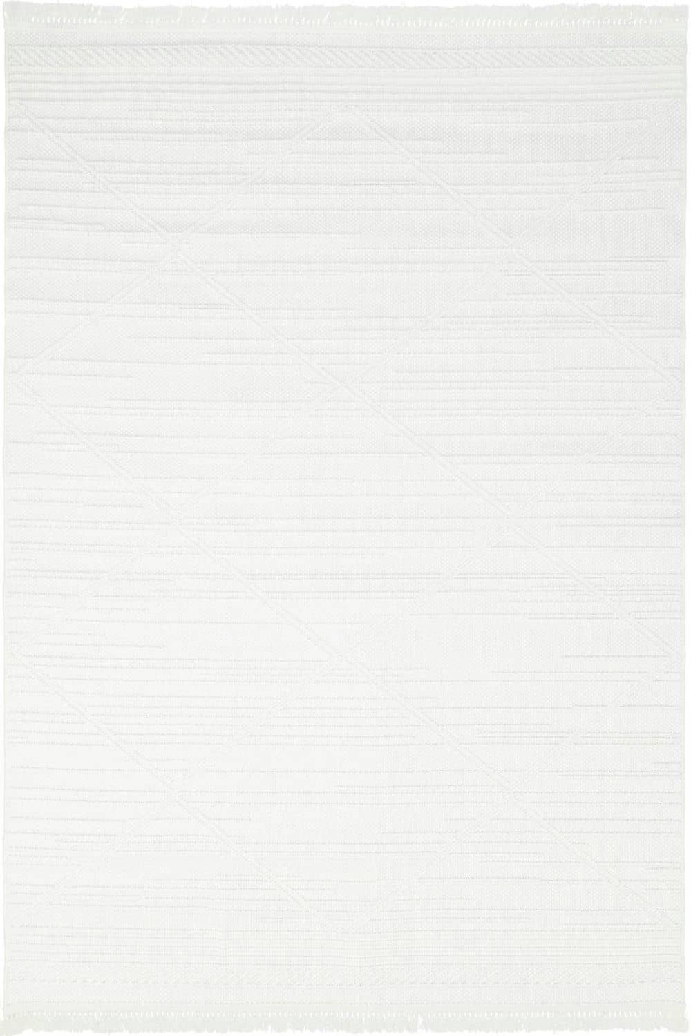 Beyaz Saçaklı Örgü Tarz Halı Dekhera Tecer T06 Modeli Uygun Fiyata Dekhera'da