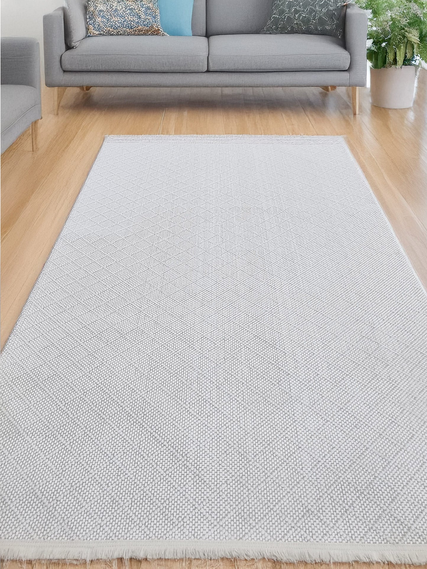 Dekhera Halı Olivia 6588A Beyaz Kaymaz Tabanlı Modern Kilim