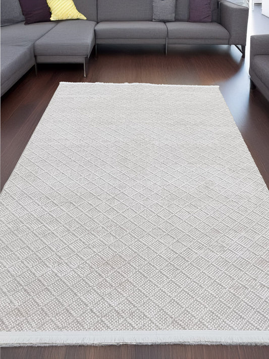 Dekhera Halı Olivia 6588B Bej Kaymaz Tabanlı Modern Kilim