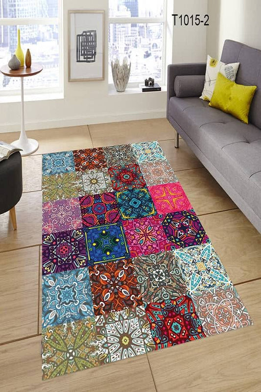 Patchwork Çini Desenli Halı Dekhera T1015 2 Modeli Uygun Fiyata Dekhera'da