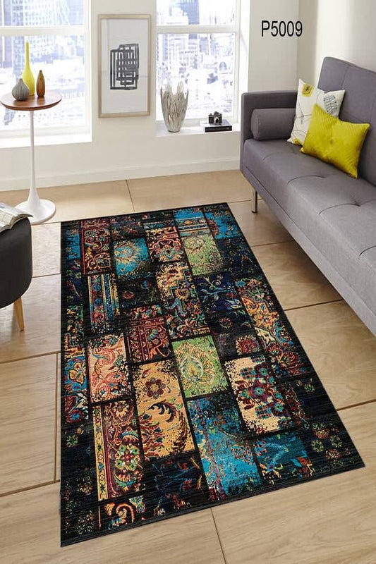 Siyah Patchwork Halı Dekhera P5009 Modeli Uygun Fiyata Dekhera'da