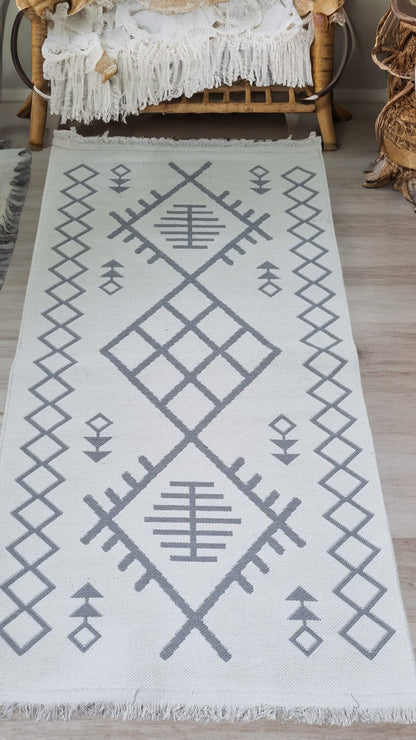 Dekhera Classic Kilim Etnik Desenli Mp11 Gri-2 Salon Mutfak Koridor Yatak Odası Kesme Yolluk